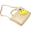 Faux Leather Tote Shoulder Strap Handbag With Sequins Happy Face Charm, Gold - Bags - 4 - thumbnail