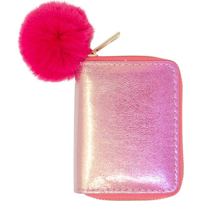 Shiny Pom Pom Wallet,  Pink