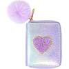Shiny Heart Patch Wallet, Purple - Bags - 1 - thumbnail