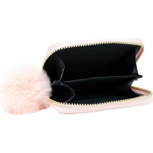 Shiny Pom Pom Wallet,  Pearl