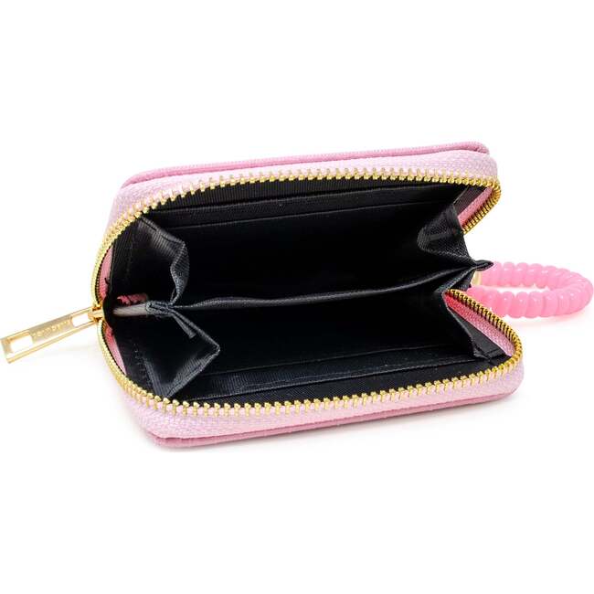 Sequin Heart Spiral Strap Wallet,  Pink