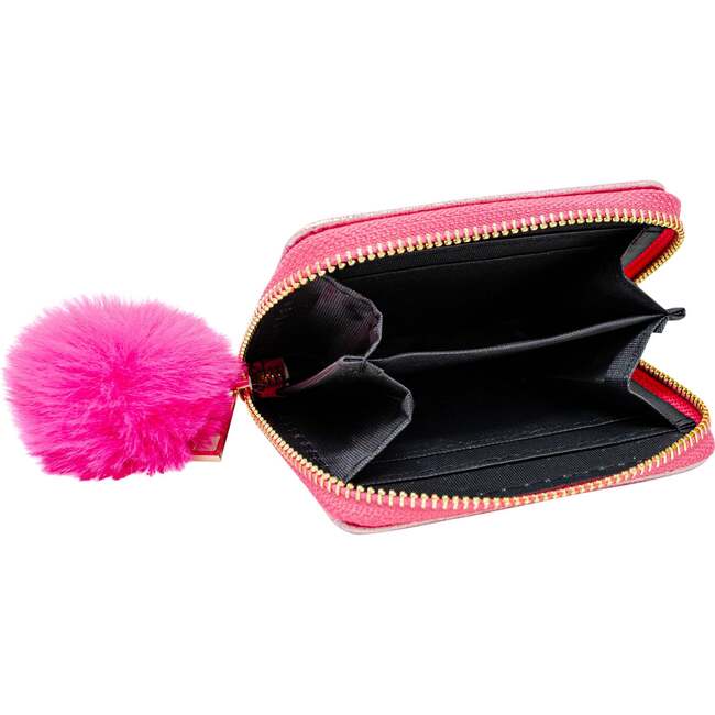 Shiny Heart Patch Wallet,  Hot Pink