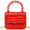 Mini Glam Quilted Pearl Handle Purse,  Red - Bags - 1 - thumbnail