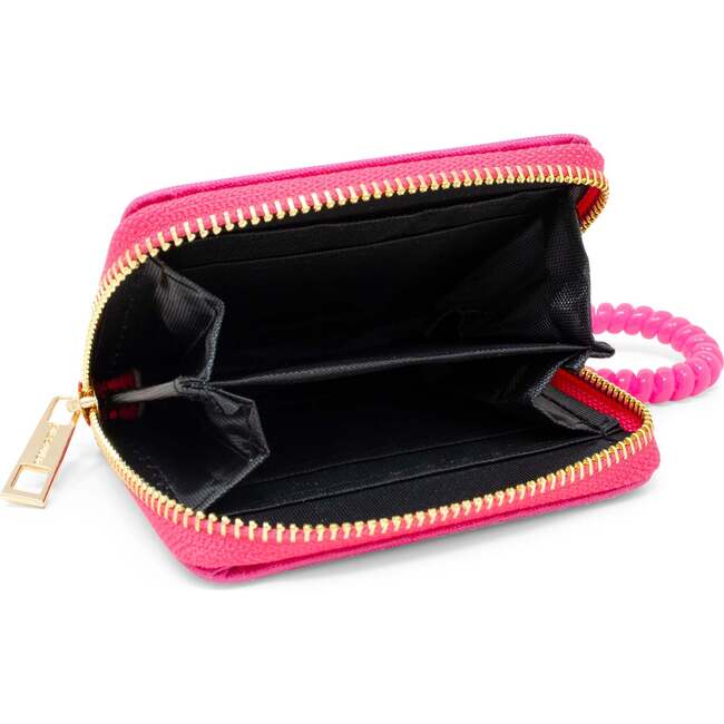 Sequin Heart Spiral Strap Wallet,  Hot Pink