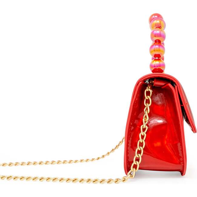 Mini Glam Quilted Pearl Handle Purse,  Red