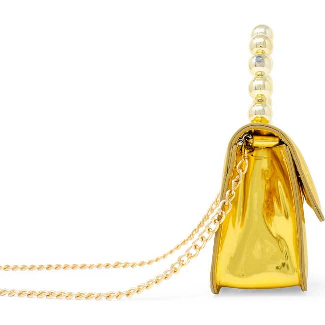 Mini Glam Quilted Pearl Handle Purse,  Gold