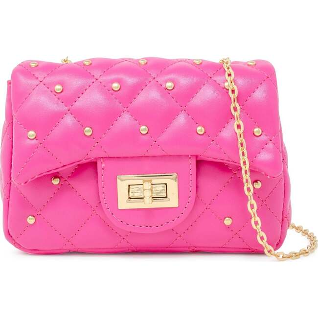 Classic Quilted Stud Handbag,  Hot Pink