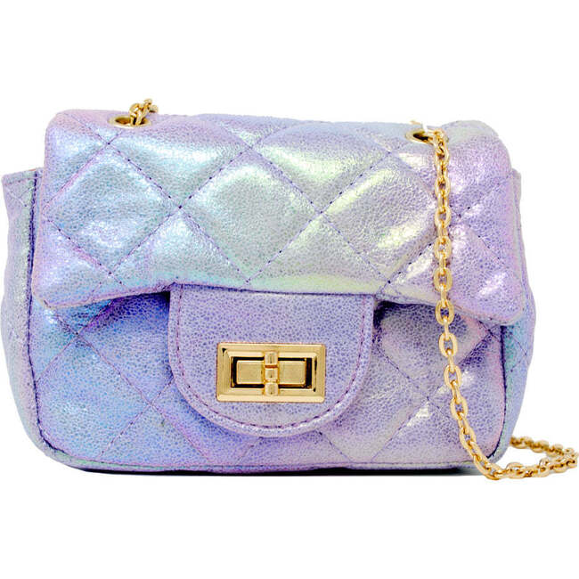 Classic Quilted Shiny Handbag,  Purple