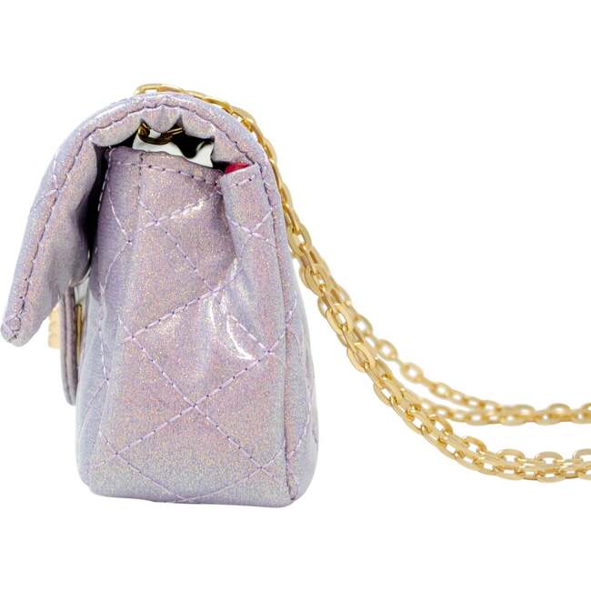 Classic Quilted Sparkle Mini Purse,  Purple