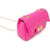 Classic Quilted Stud Handbag,  Hot Pink - Bags - 3