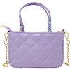 Quilted Rhinestone Tote Bag, Purple - Bags - 1 - thumbnail