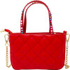 Quilted Rhinestone Tote Bag, Red - Bags - 1 - thumbnail