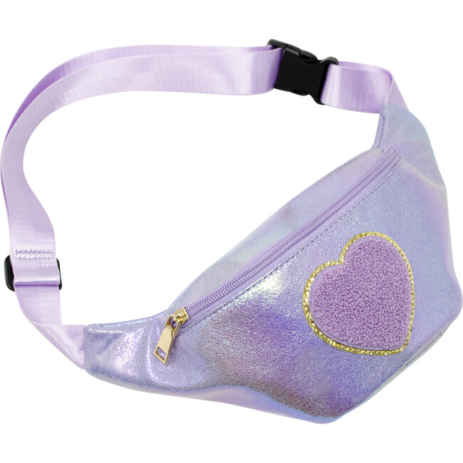 Shiny Heart Patch Sling Bag, Purple