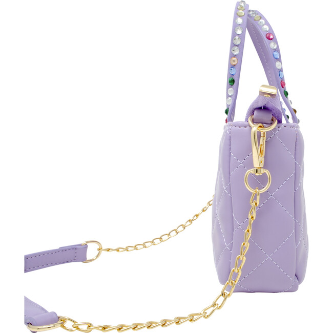 Quilted Rhinestone Tote Bag, Purple