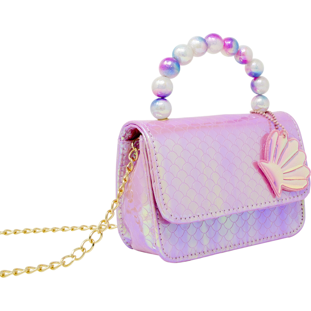 Mermaid Pearl Handle Seashell Handbag, Pink - Zomi Gems Bags