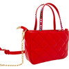 Quilted Rhinestone Tote Bag, Red - Bags - 3