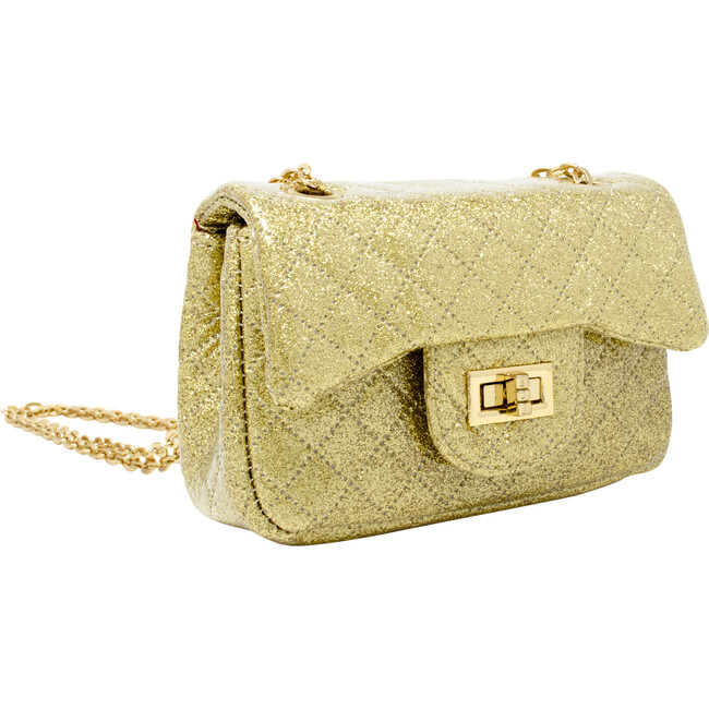 Classic Quilted Sparkle Mini Handbag, Gold