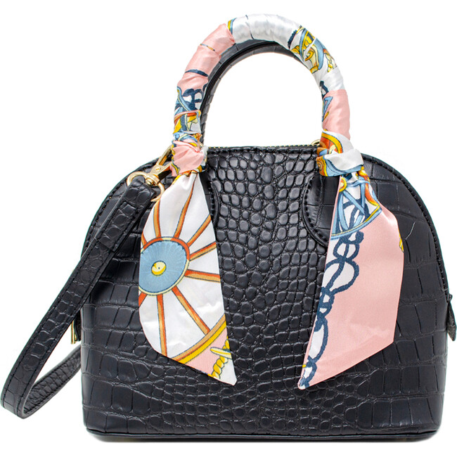 Crocodile Moon Scarf Handbag, Black - Bags - 1