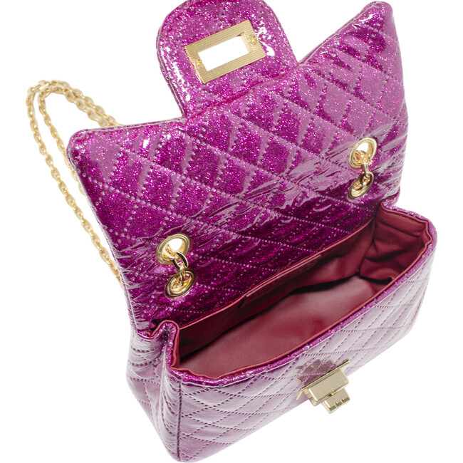 Classic Quilted Sparkle Mini Handbag, Hot Pink - Bags - 5