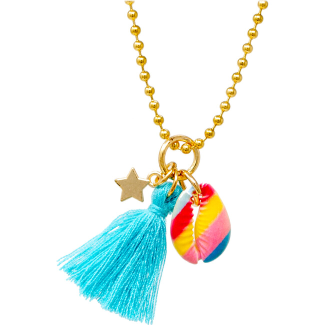 Seashell & Tassel Nacklace, Teal