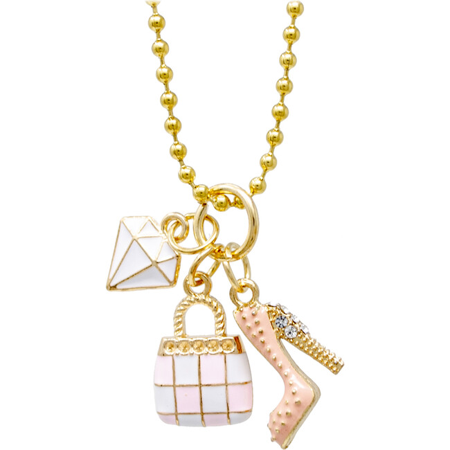 Heel, Purse & Gem Gold Necklace