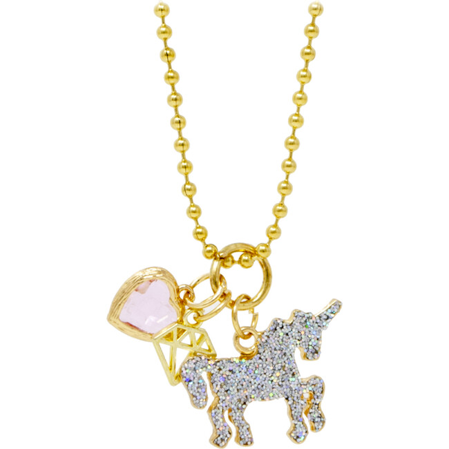 Unicorn, Heart and Gem Necklace