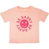 Happy Face "BE HAPPY" Message T-Shirt and Short Set Kids, Pink - Mixed Apparel Set - 2