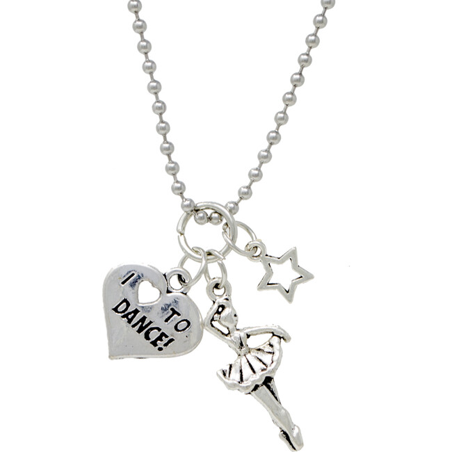 Ballerina, Love to Dance & Star Silver Necklace