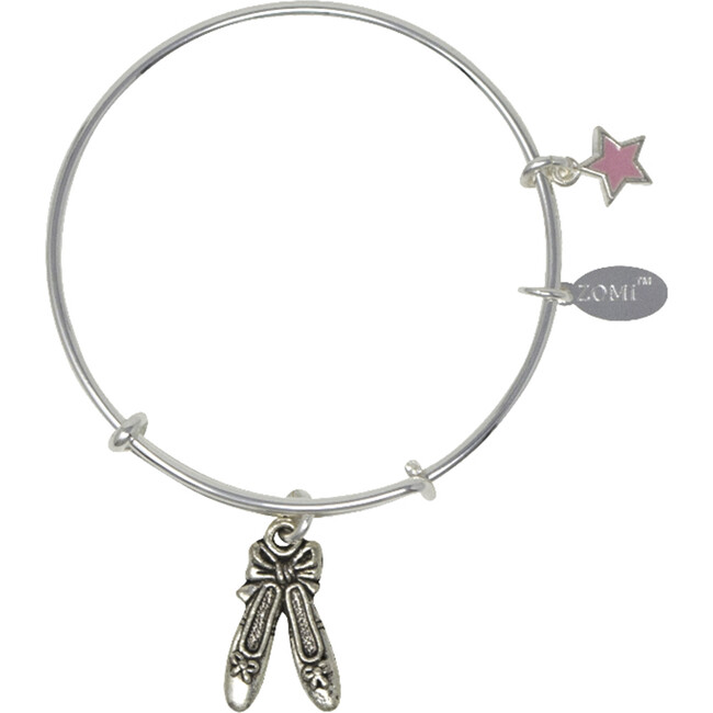 Ballet Pointe Shoes Silver Bangle Bracelet