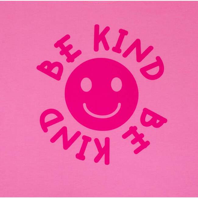Happy Face "BE KIND" Message T-Shirt and Short Set Kids, Hot Pink - Mixed Apparel Set - 4
