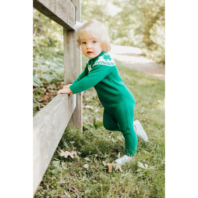 Clover Baby Romper, Green - Rompers - 3