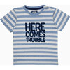 Here Comes Trouble T-Shirt, Pale Blue Stripe - T-Shirts - 1 - thumbnail