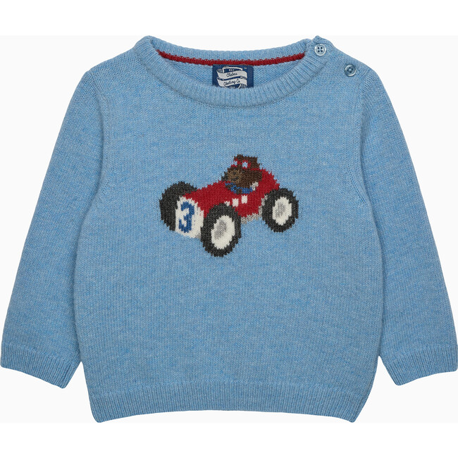 Henry Car & Bear Jumper, Blue Marl