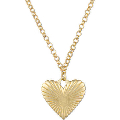 Ribbed Heart of Gold Necklace