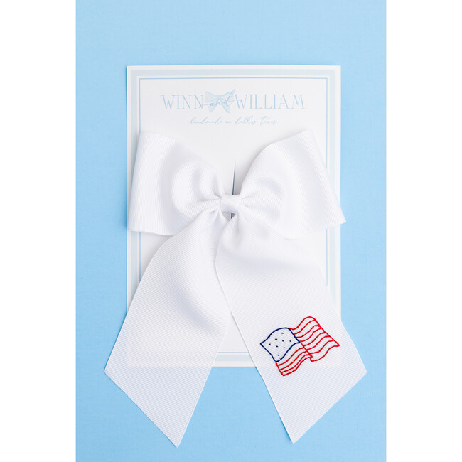American Flag Bow, White