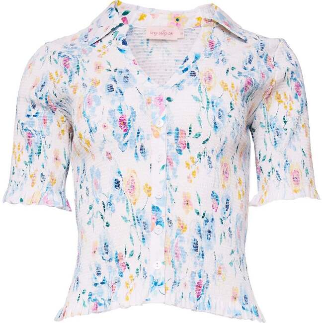 Elysia Top in Blue Bouquet Floral