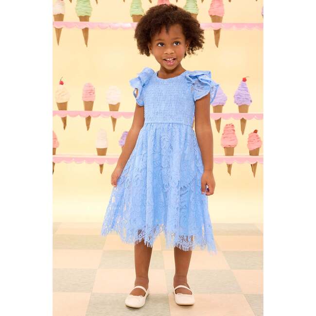 Mini Hattie Dress in Cornflower Blue Lace