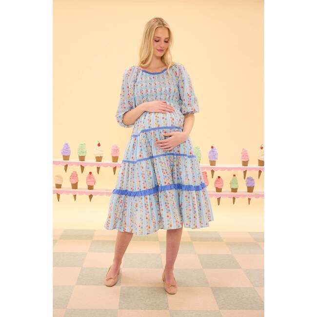 Roselyn Dress in Blue Linear Floral Print - Dresses - 5