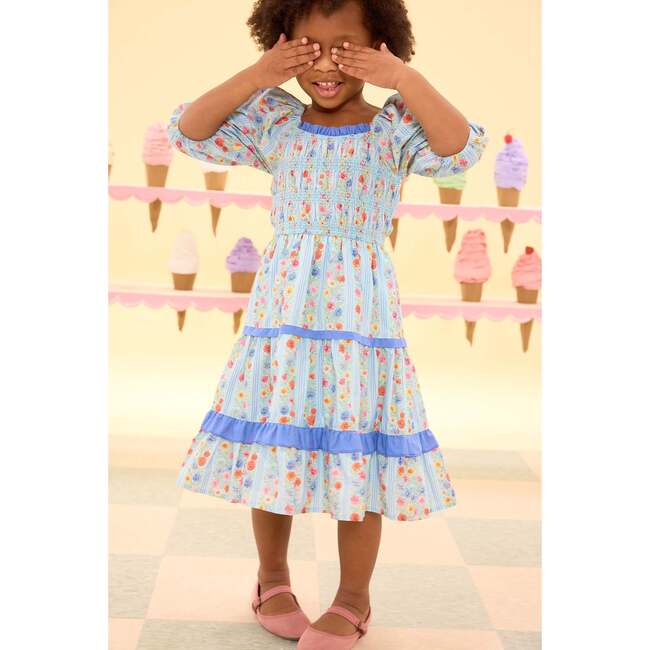 Mini Roselyn Dress in Blue Linear Floral Print - Dresses - 5