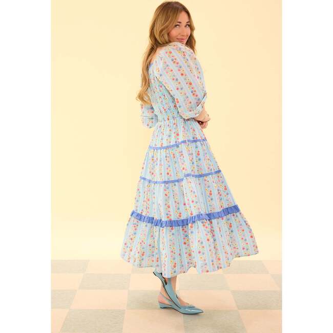 Roselyn Dress in Blue Linear Floral Print - Dresses - 6