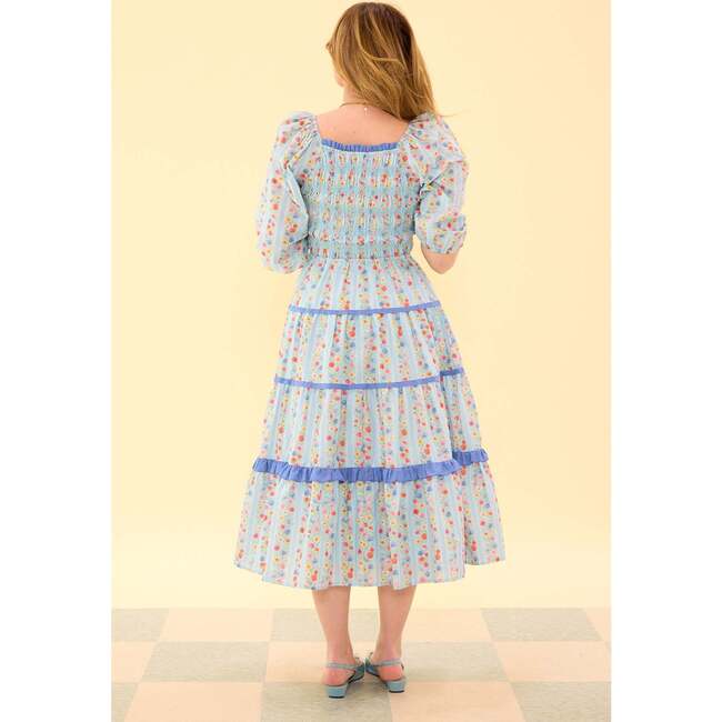 Roselyn Dress in Blue Linear Floral Print - Dresses - 8
