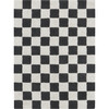 Kitchen Tiles Checkerboard Pattern Washable Rug, Dark Grey And Natural - Rugs - 1 - thumbnail