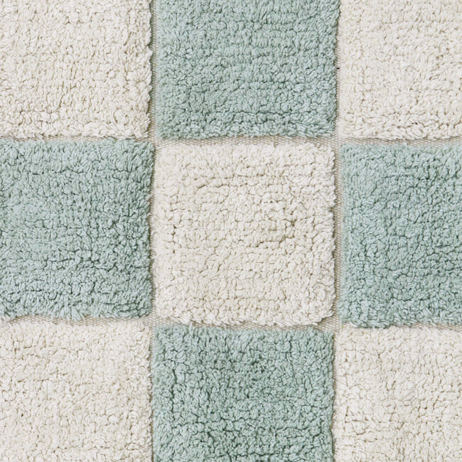 Kitchen Tiles Checkerboard Pattern Washable Rug, Blue Sage - Rugs - 4