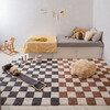 Kitchen Tiles Checkerboard Pattern Washable Rug, Dark Grey And Natural - Rugs - 6