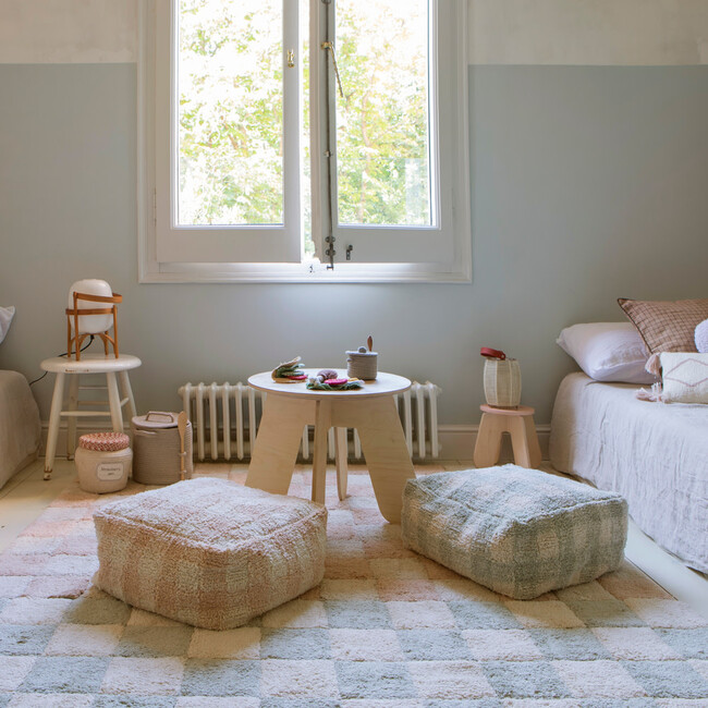 Kitchen Tiles Checkerboard Pattern Washable Rug, Blue Sage - Rugs - 5