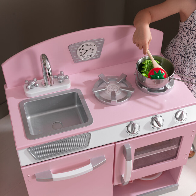 Retro Kitchen & Refrigerator, Pink - Play Kitchens - 3