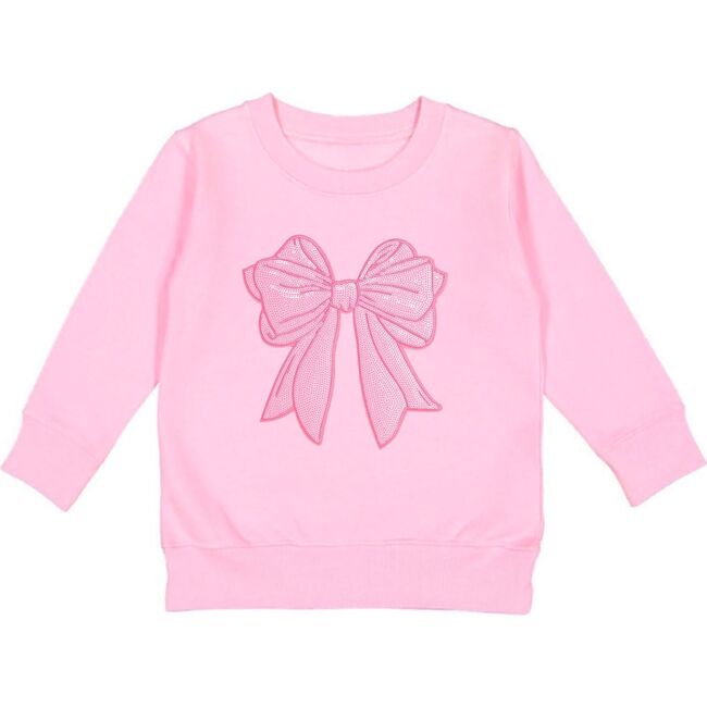 Pink Bow Sequin Patch Sweatshirt, Pink