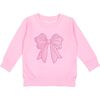 Pink Bow Sequin Patch Sweatshirt, Pink - Sweatshirts - 1 - thumbnail