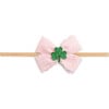 Shamrock Lace St. Patrick's Day Bow Baby Headband, Pink - Headbands - 1 - thumbnail
