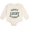 Mama's Lucky Charm St. Patrick's Day Long Sleeve Romper, Natural - Rompers - 1 - thumbnail